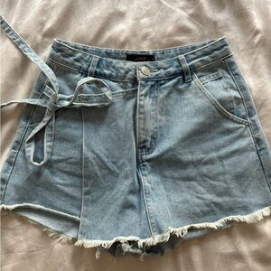 SOLD ON DEPOP JUN Tie Waist Denim Apron Skort